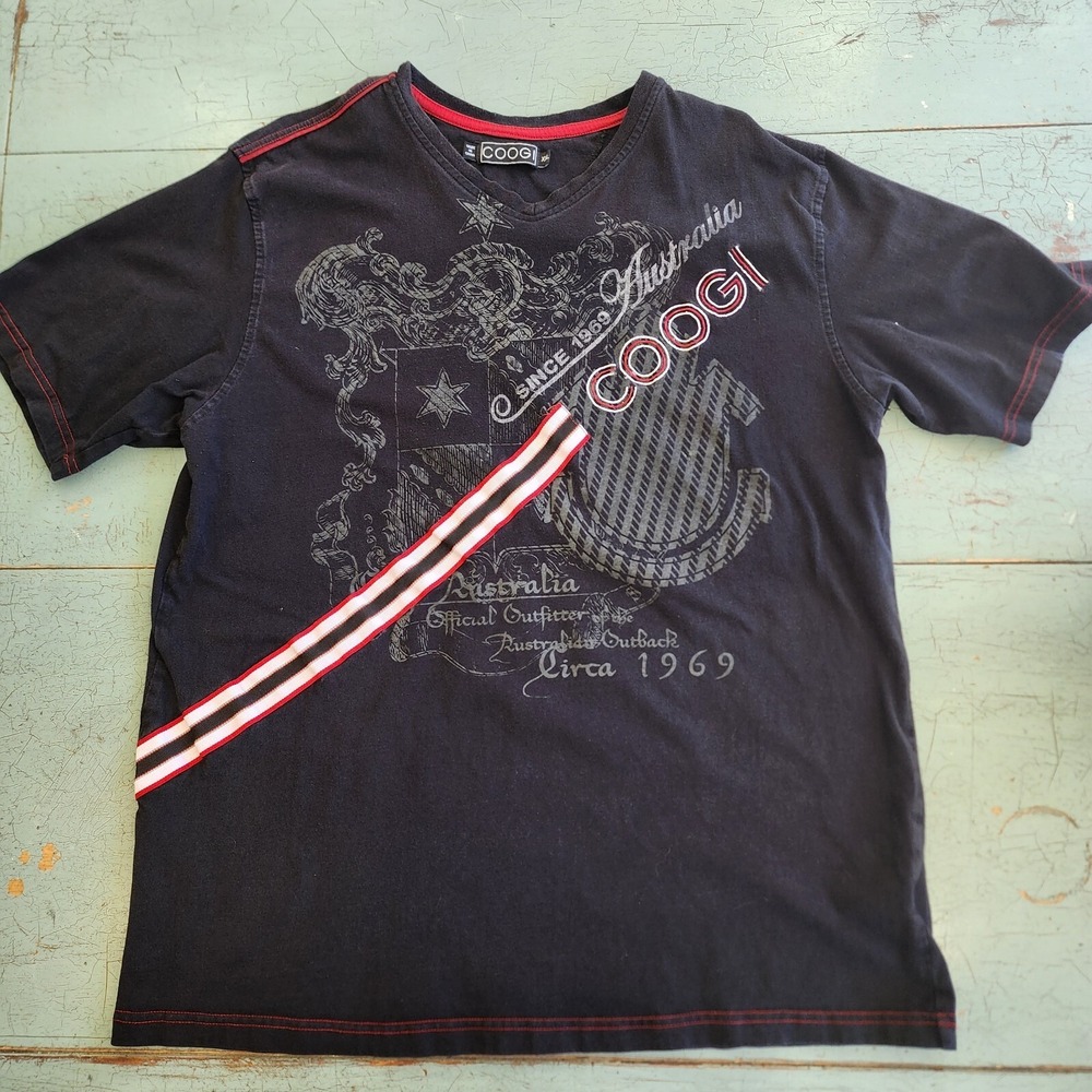 Vintage Y2K Coogi‎ Embroidered Crew Neck Affliction Style Shirt XXL